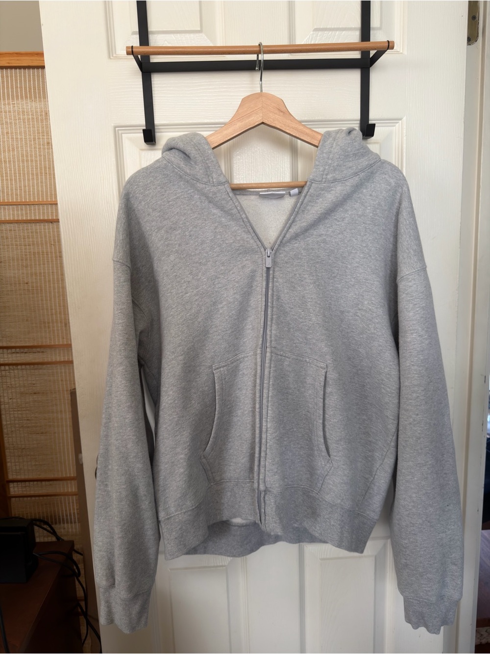 Aritzia Perfect Fit Sweatfleece Cozy Fleece Light Gray Full-Zip Hoodie